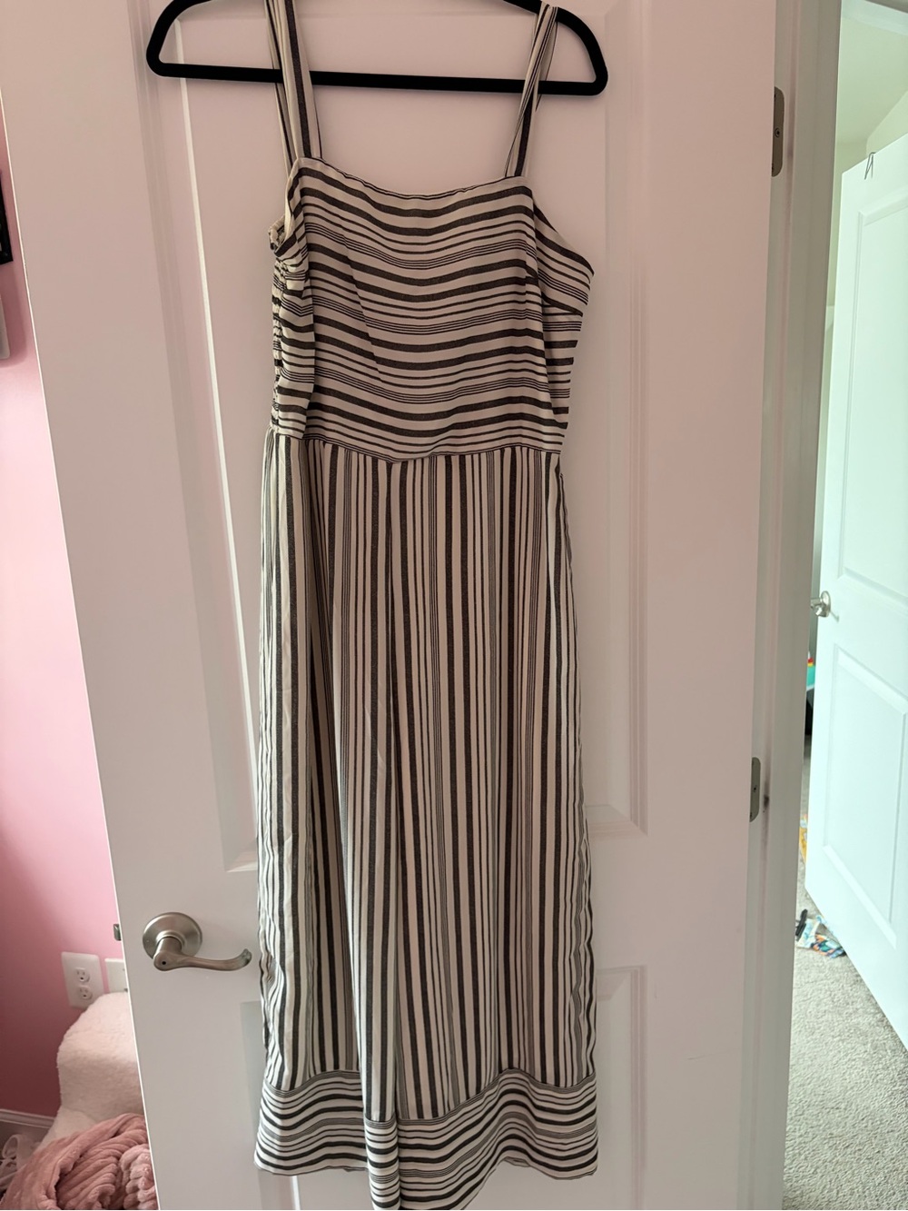 Japna Black and White Striped Sleeveless Jumpsuit
